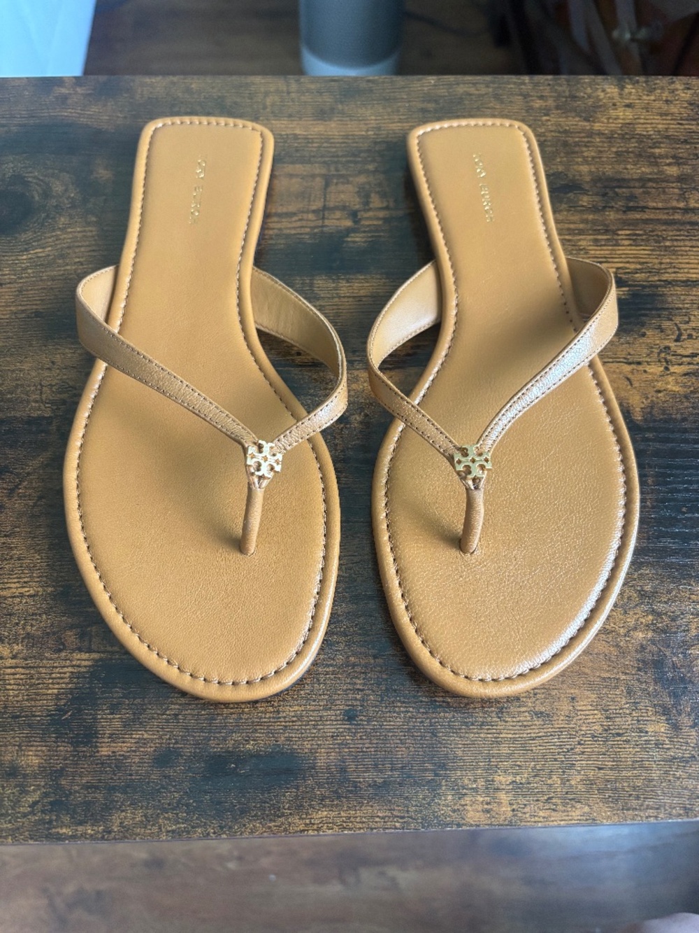 Tory Burch Classic Leather Flip-Flops Caramel Corn